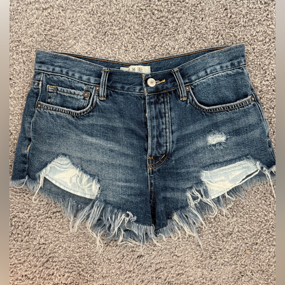Free People Distressed Jean Shorts